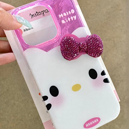 Coque de téléphone chic avec nœud papillon et strass rose