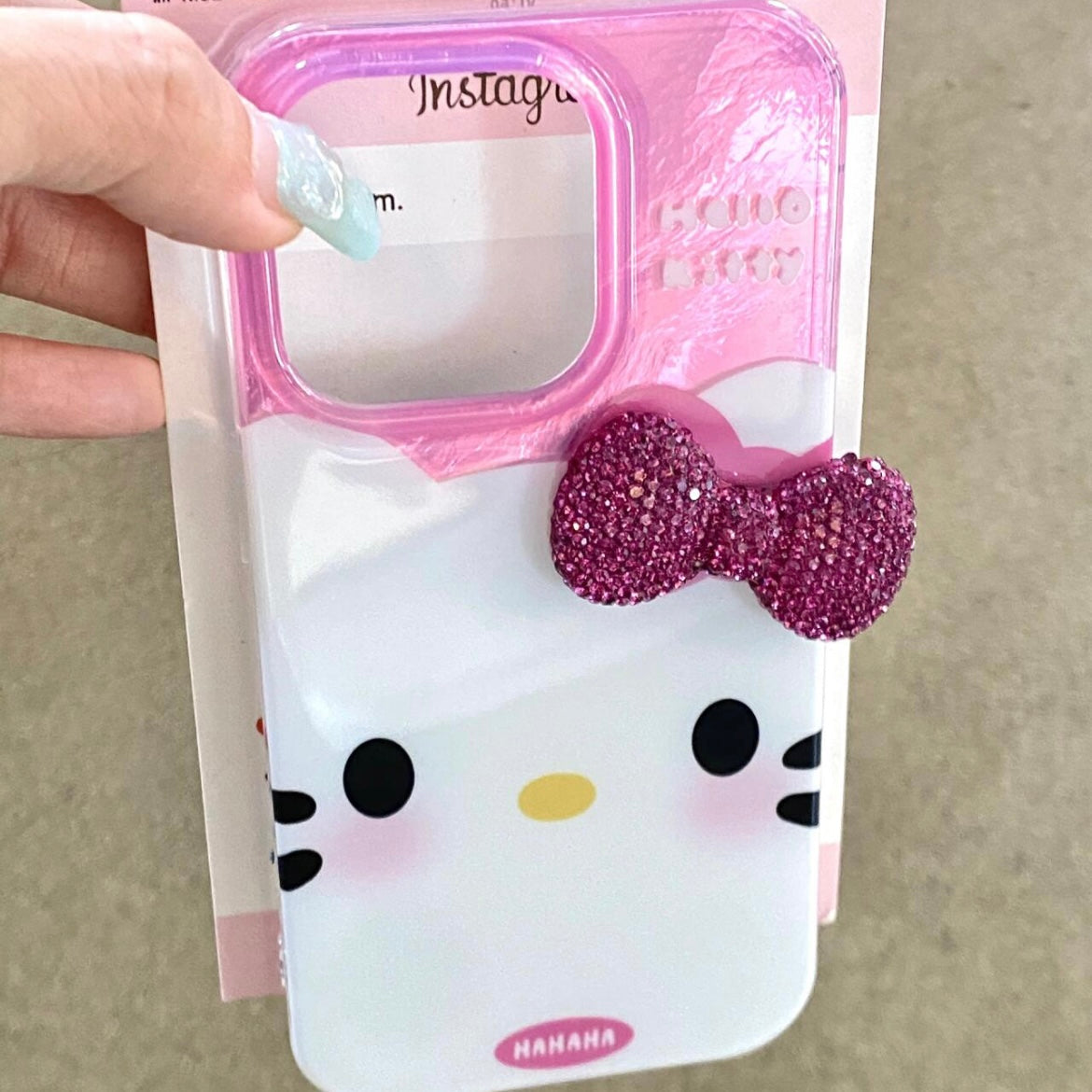 Chic Pink Rhinestone Bowknot Kitty Phone Case