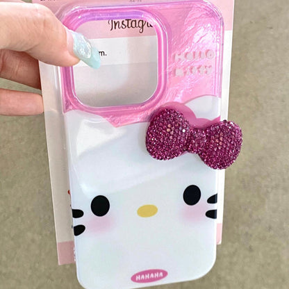 Coque de téléphone chic avec nœud papillon et strass rose