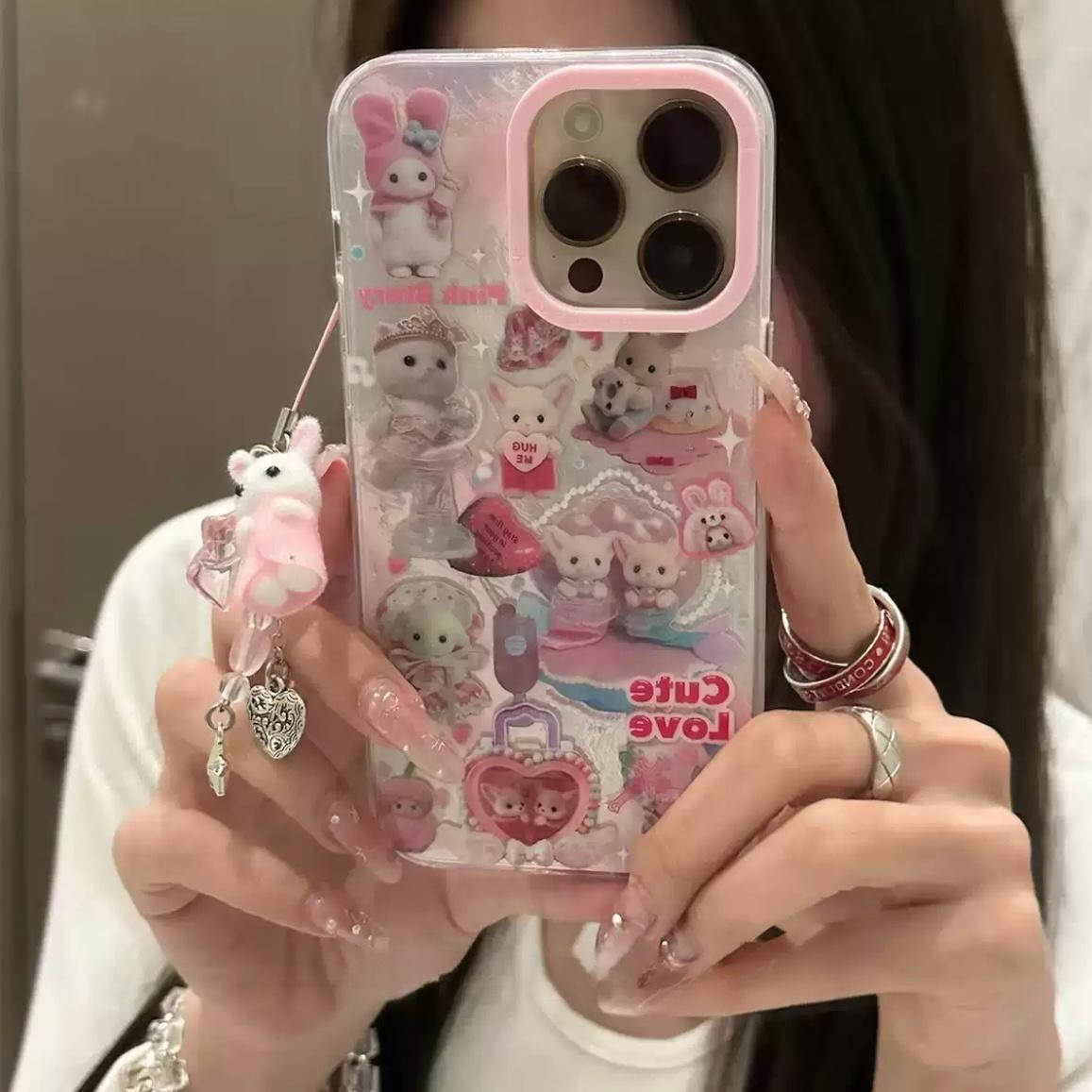 Cute Love Cat Families iPhone Case With Accessories