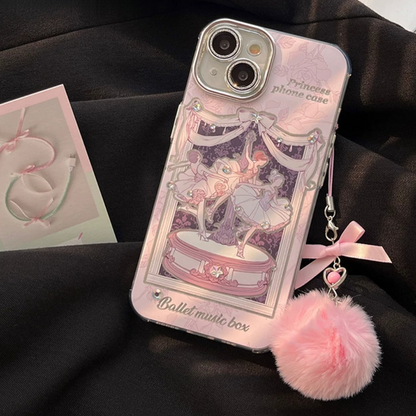 Coque iPhone avec chaîne représentant une jolie princesse de ballet