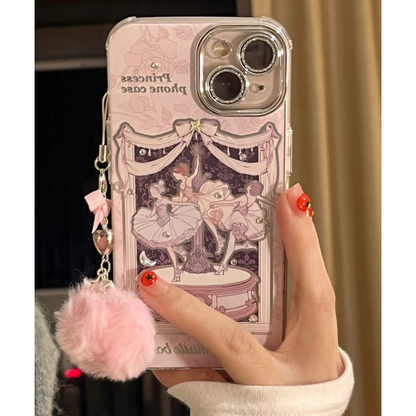 Coque iPhone avec chaîne représentant une jolie princesse de ballet