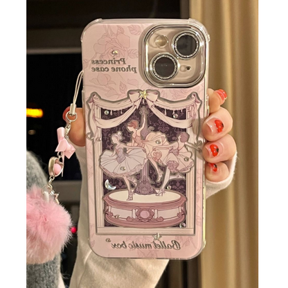 Coque iPhone avec chaîne représentant une jolie princesse de ballet