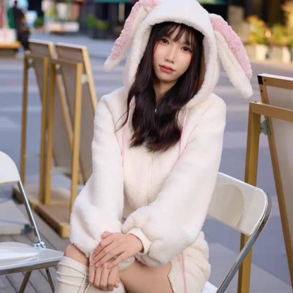 Bunny Hooded Top + Cute Bunny Mini Skirt