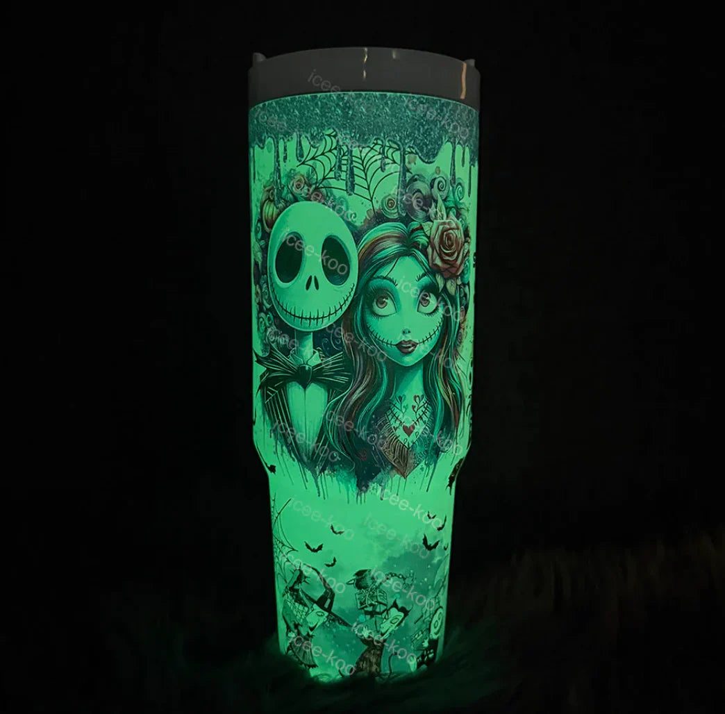 Jack Magic 40 Midnight Oz Tumbler Skellington Glow-in-the-Dark Sally
