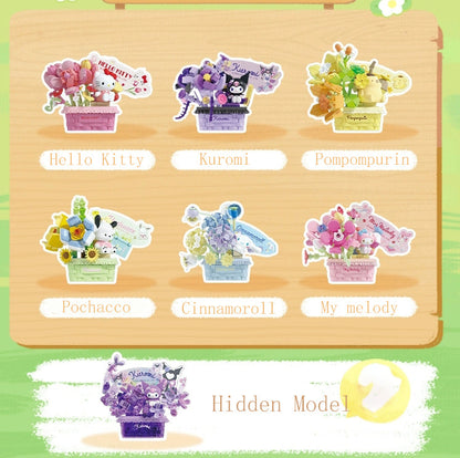 Flower basket building blocks blind box