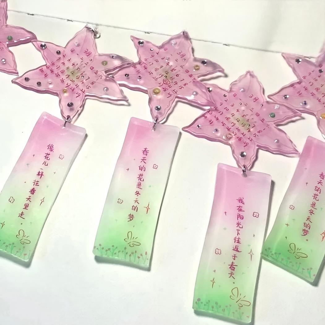 Flower Pendant Sweet Keychain Lily Calendar Acrylic