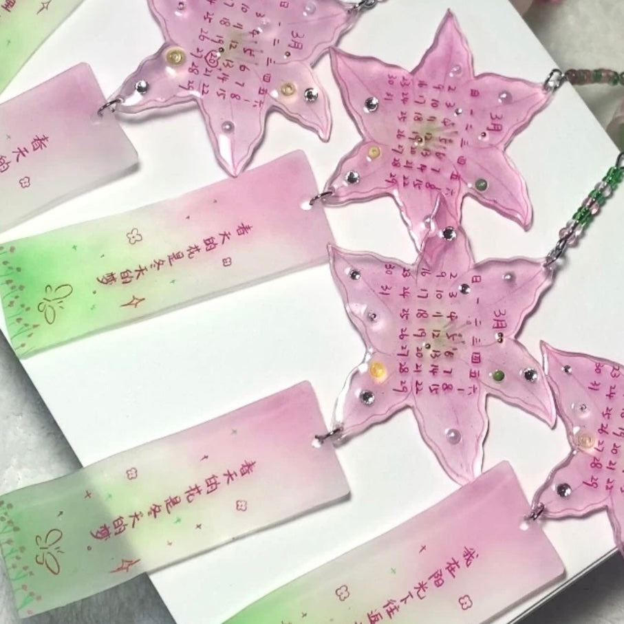 Flower Pendant Sweet Keychain Lily Calendar Acrylic
