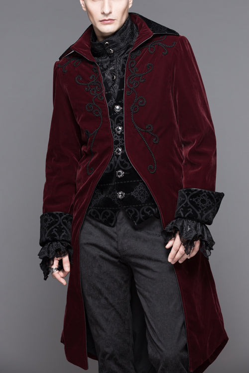Ruby Two-Piece Velvet Gothic Overcoat with Party Flair