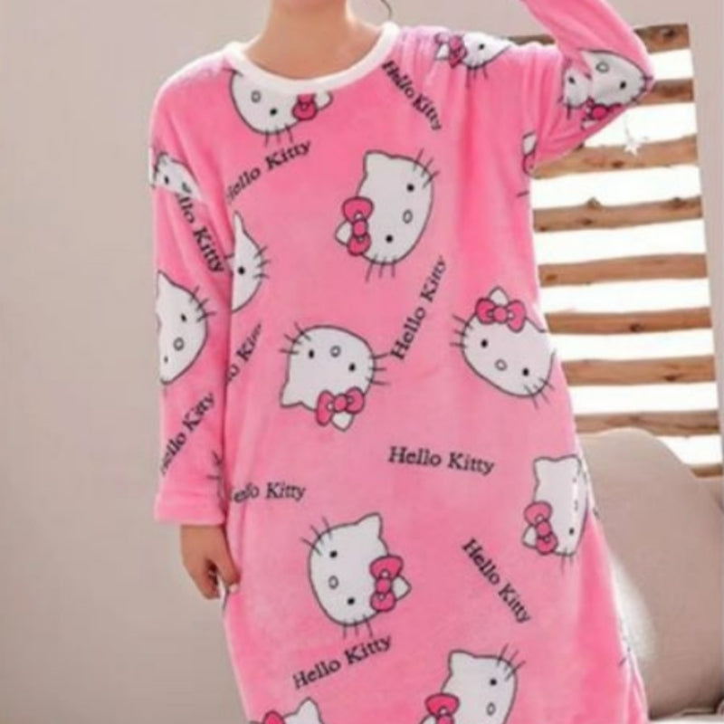 Robe pyjama en peluche Pink Kitty KI255