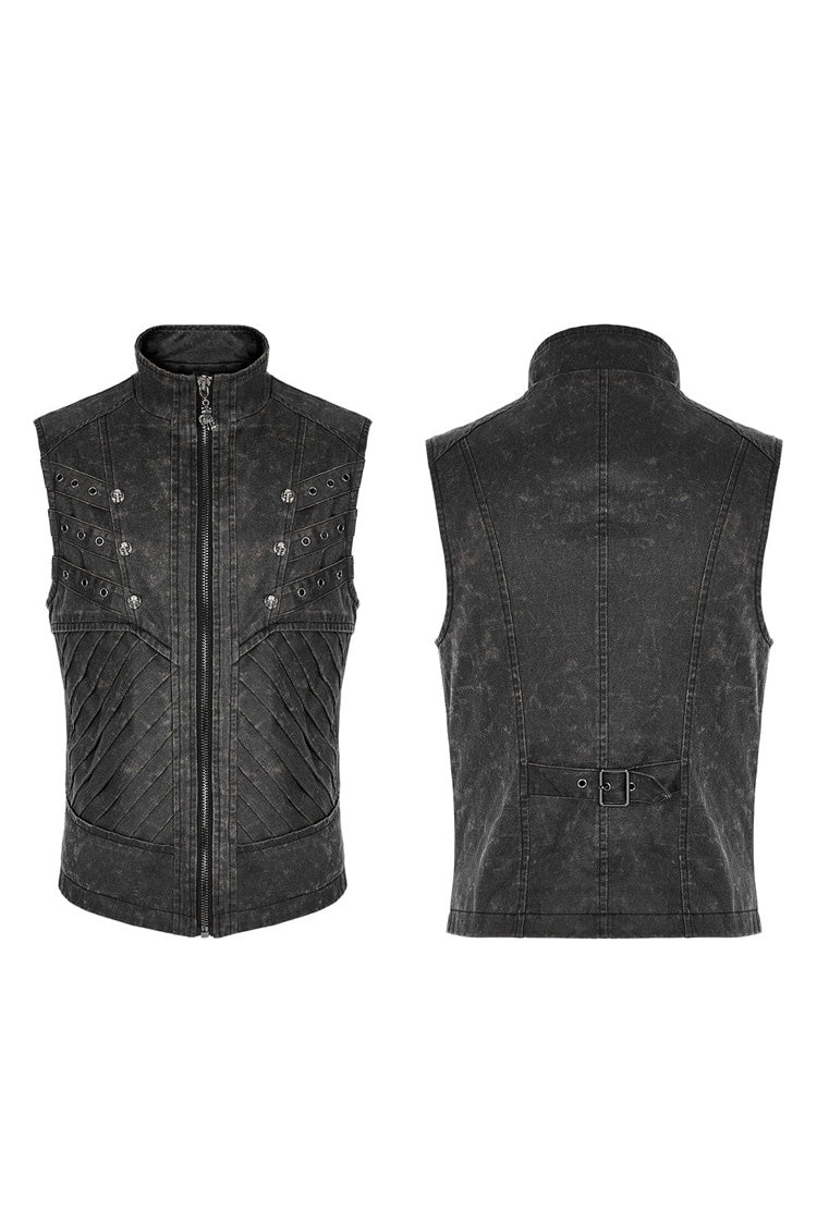 Steampunk Skeleton Claw Zip Vest with Stand Collar and Sleeveless Design