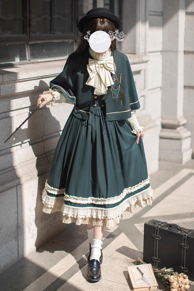 Emerald Artemis SP Ruffle Bow Lace College Style Elegant Lolita Jumper Gown