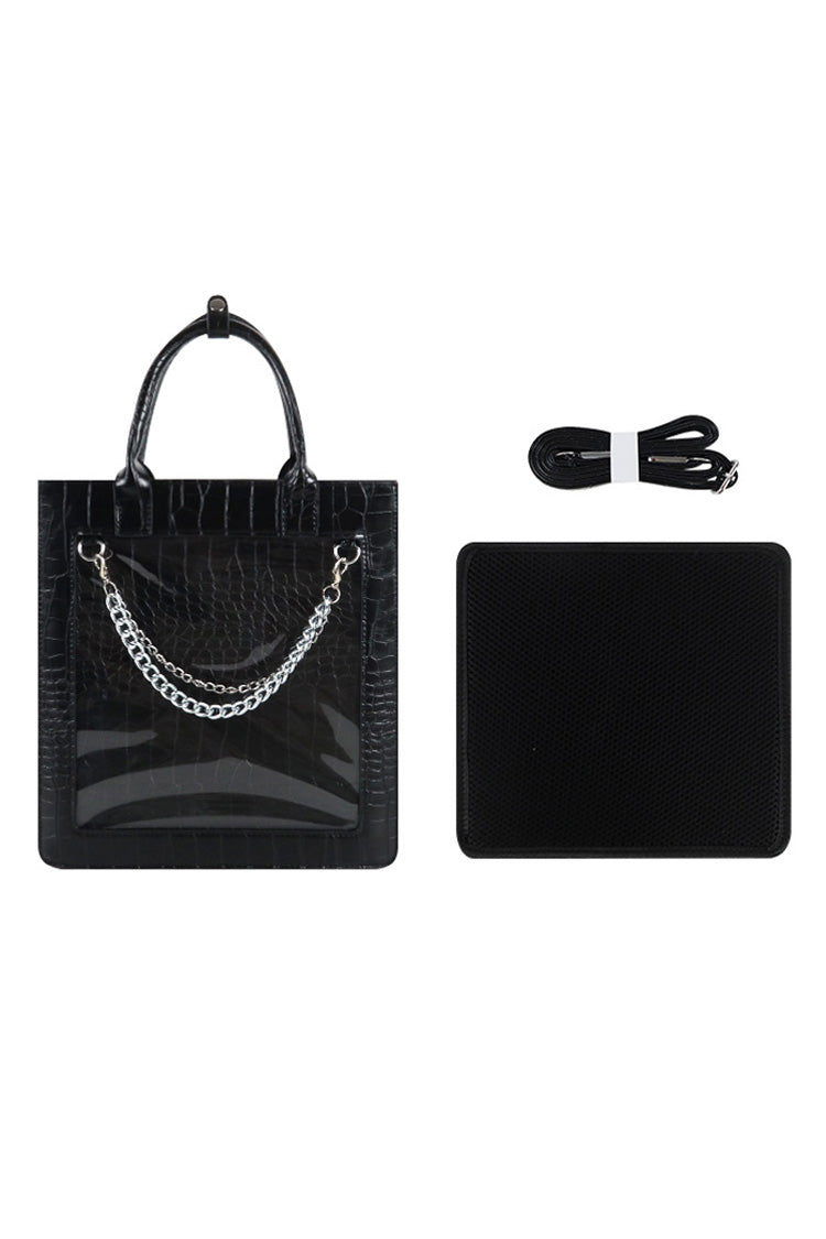 Transparent Chain Gothic Itabag in Black