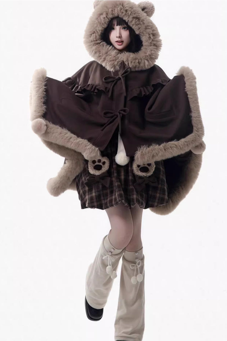 Chocolate Printed Ruffle Bow Strap Dress - Fluffy Little Bear