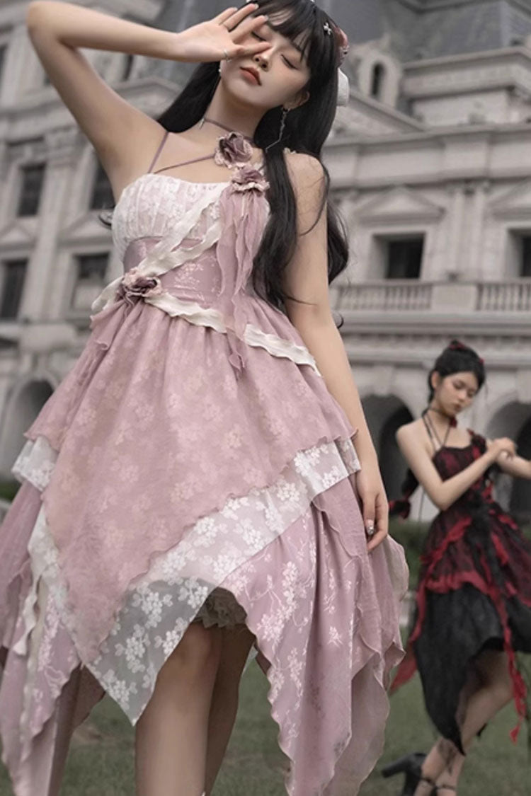Wabi Sabi Stitched Irregular Asymmetric Gothic Lolita JSK Dress in 3 Colors