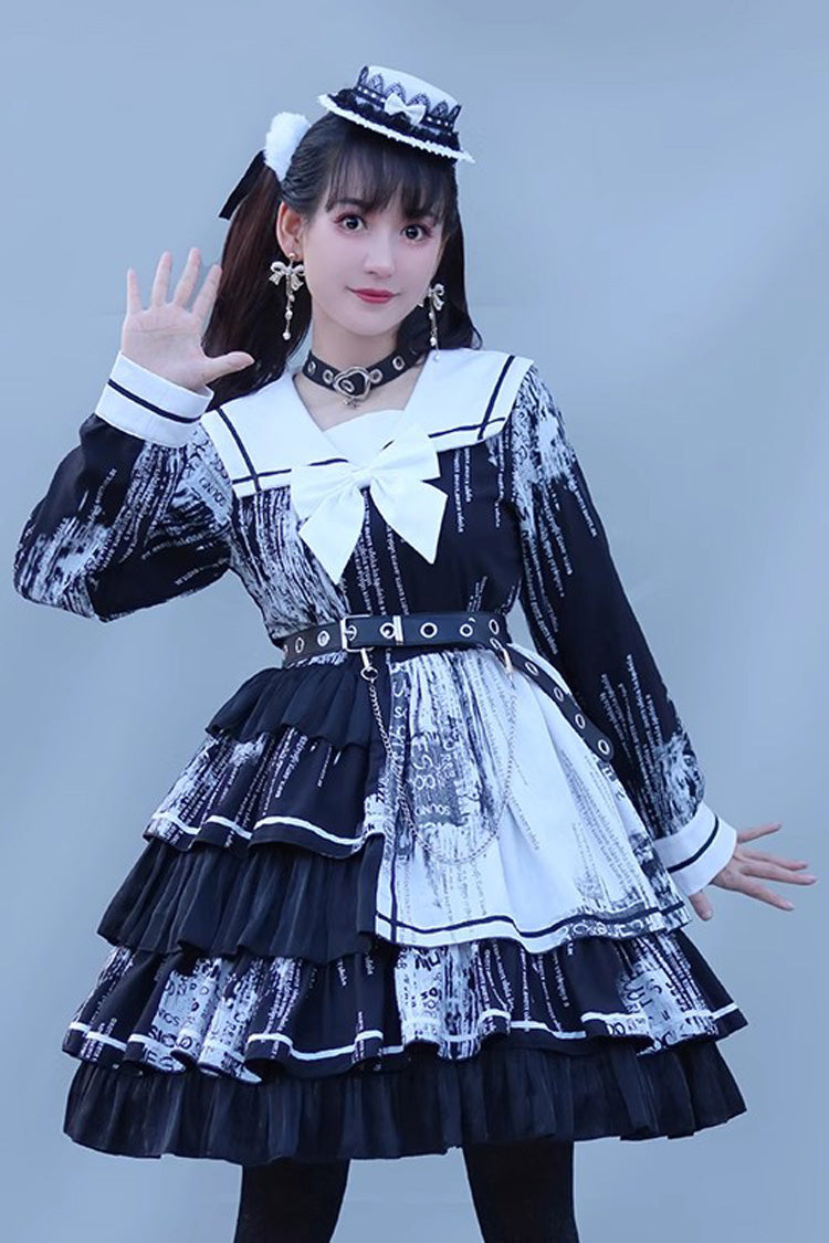 Asymmetric Punk Lolita Dress with Multi-Layered Ruffles