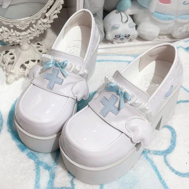 Sweet Lolita Platform Shoes with Bowknot and Ribbon Ruffles - Four Shades