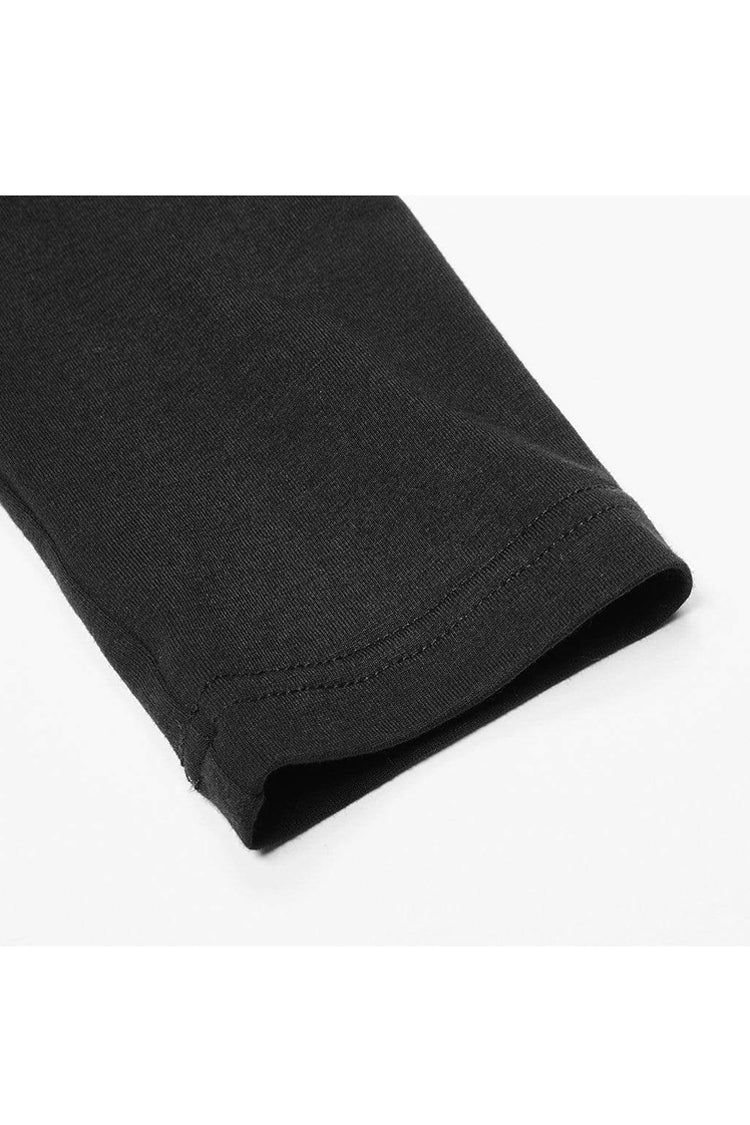 Punk High Collar Long Sleeve Tee with Chest Cutout in Black Knit