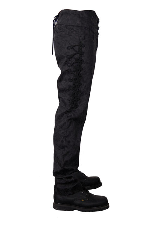 Jacquard Trousers with Side Disc Accents and Back Lacing