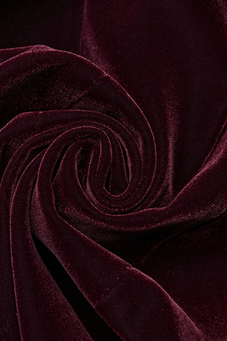 Crimson Noir Floral Embroidered Puff-Sleeve Women's Gothic Overcoat