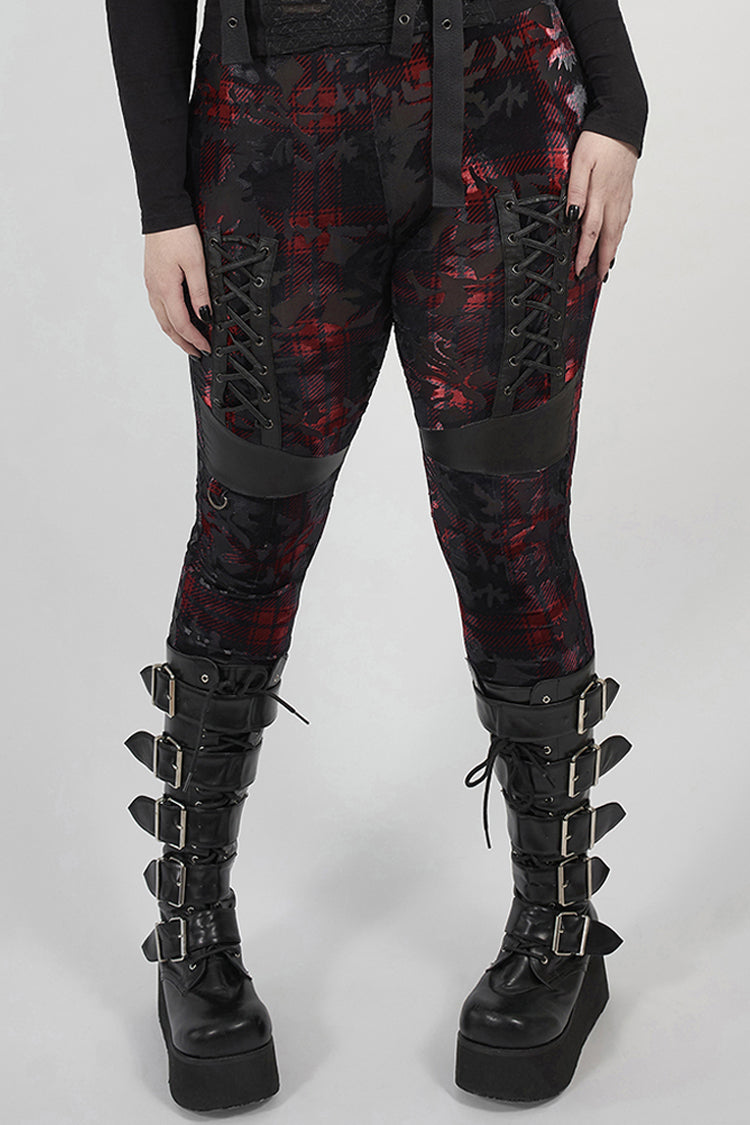 Scarlet Plus-Size Punk Leggings with Faux Leather Front