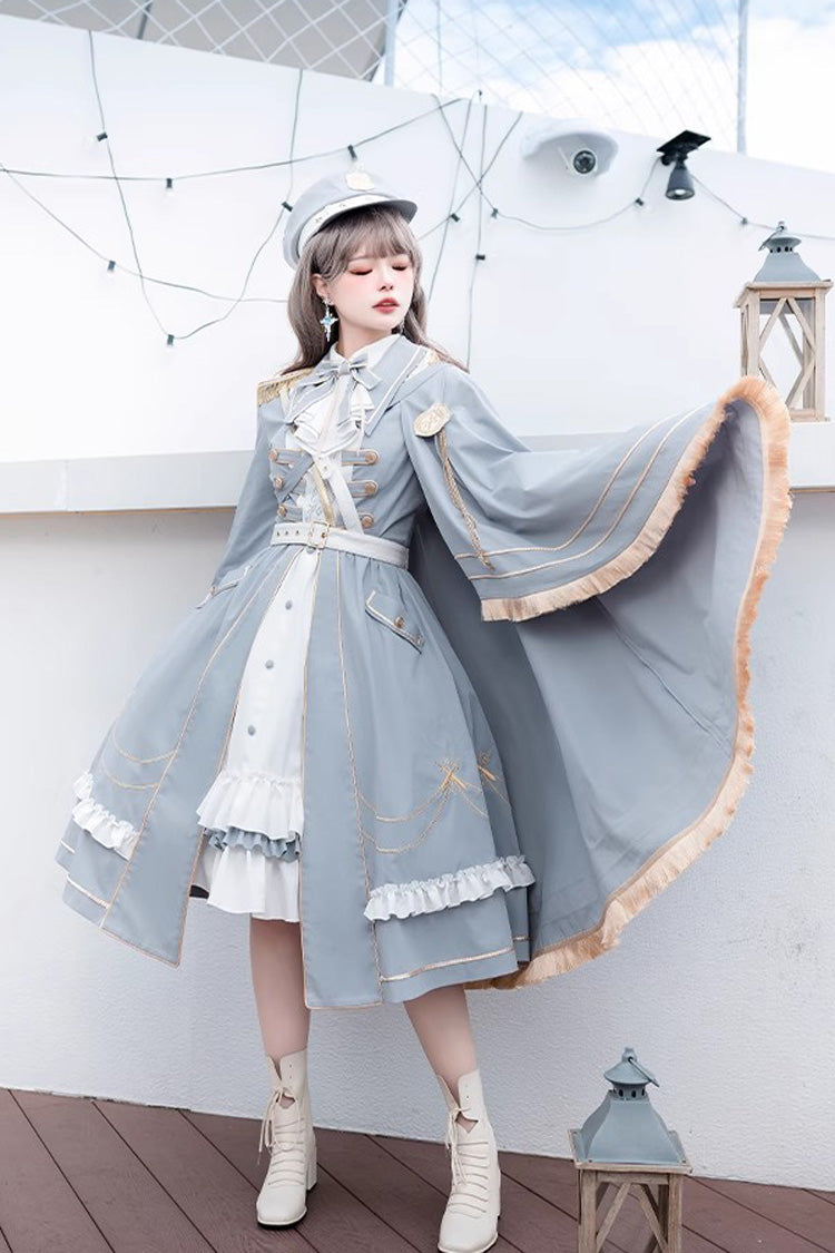 Azure Star Ocean Fantasy Cardigan Bowknot Military Elegant Lolita Dress