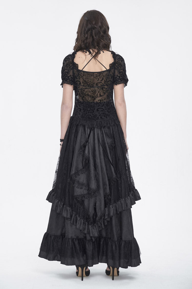 Gothic Blouse with Lace and Sheer Panels