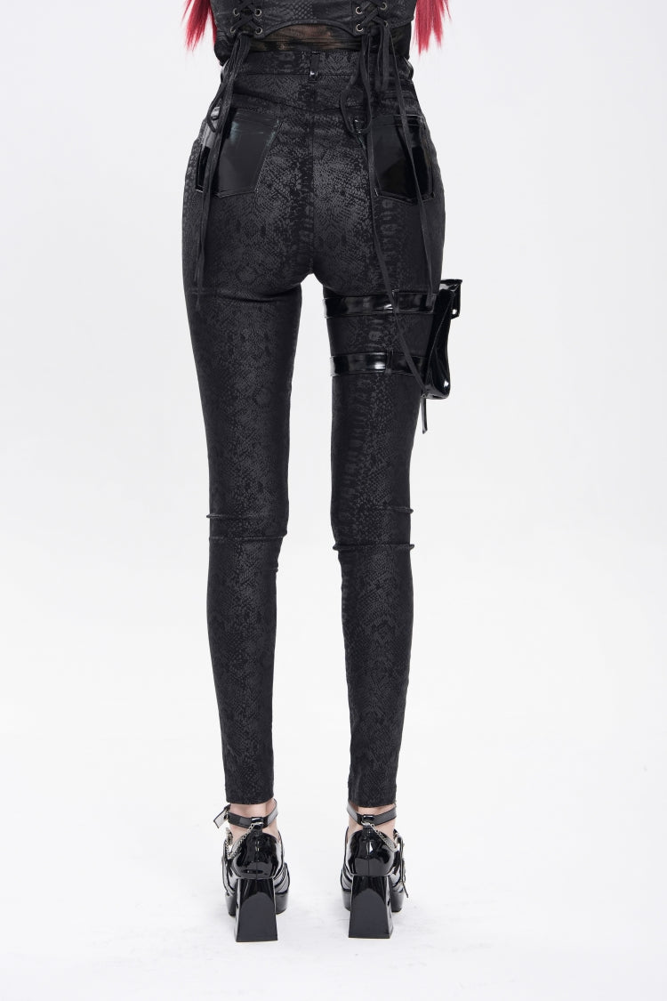 Punk Trousers with Leg Bag and Buckle Straps - Gothic Edge