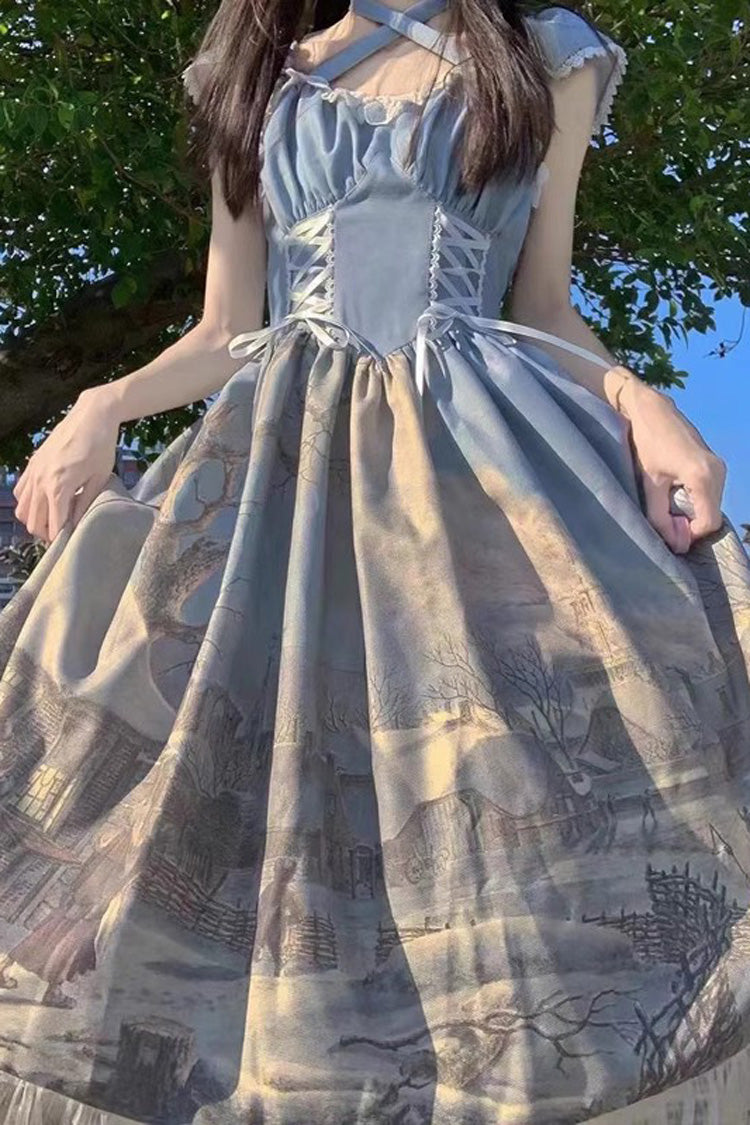 Elegant Princess Lolita JSK Dress with Off-Shoulder Ruffled Lace
