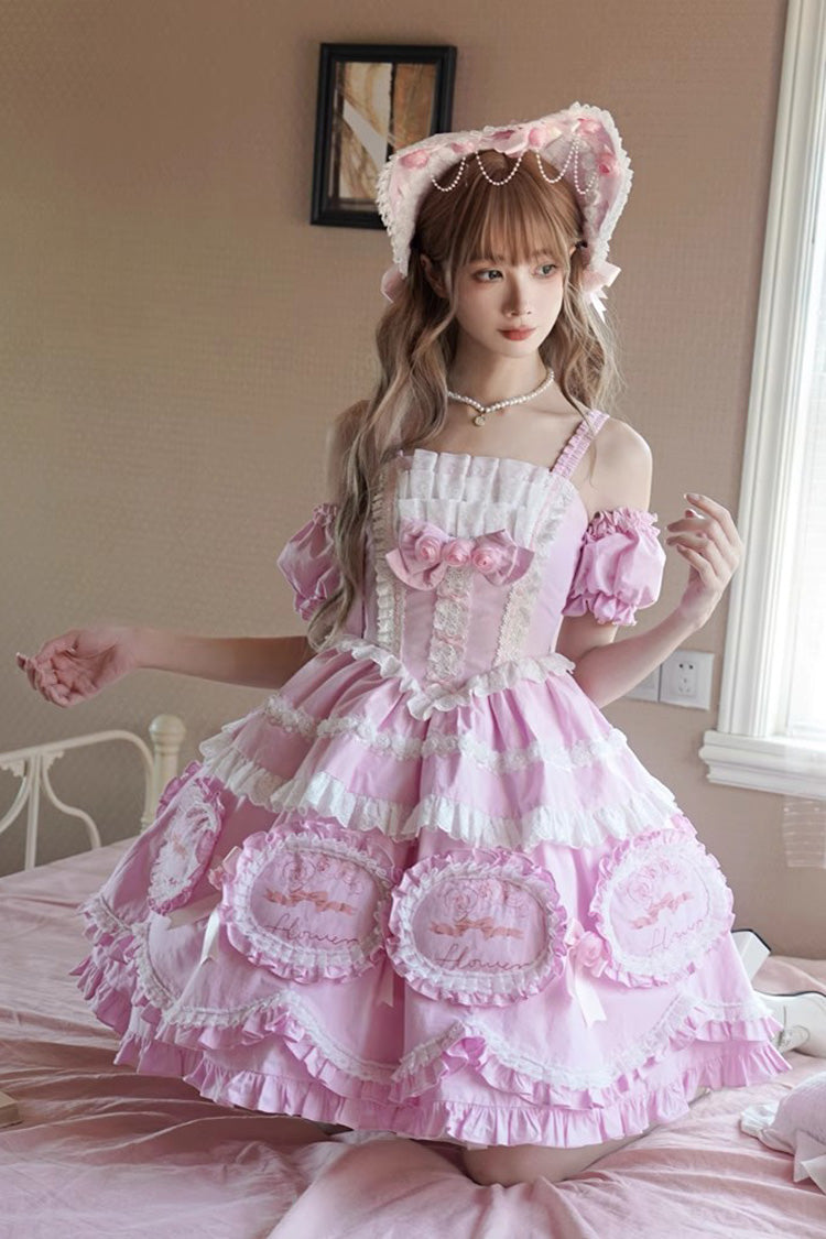 Butterfly Dream Multi-Layer Print Ruffle Bow Princess Lolita JSK