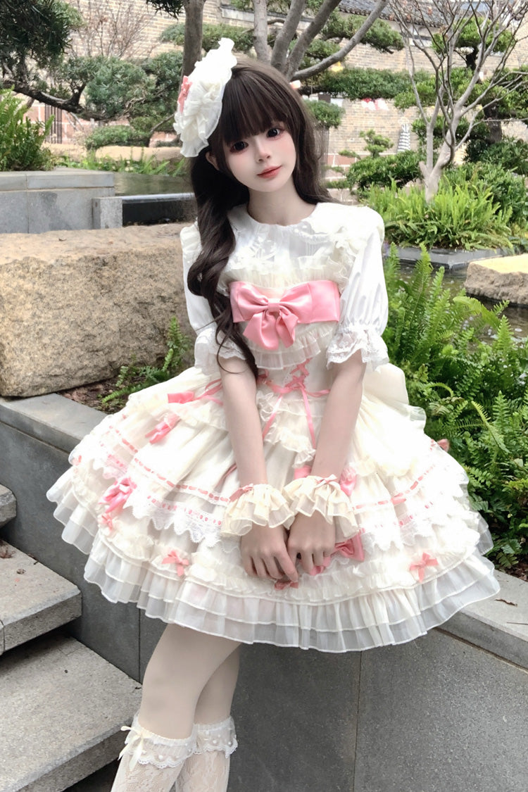Prelude to Spring Song Sleeveless Multi-Layered Ruffle Bowknot Lace Sweet Princess Ballet Lolita Jsk Dress