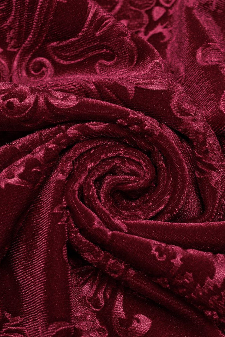 Gothic Men's Velvet Blouse with Embossed Print - Long Sleeve - Dual Colors