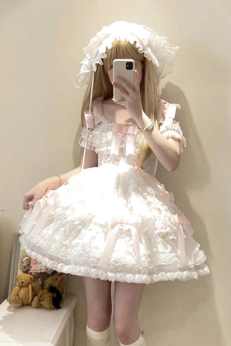 Serenade Multi-Tier Ruffle Bride Bow Lace Princess JSK - 3 Colorways
