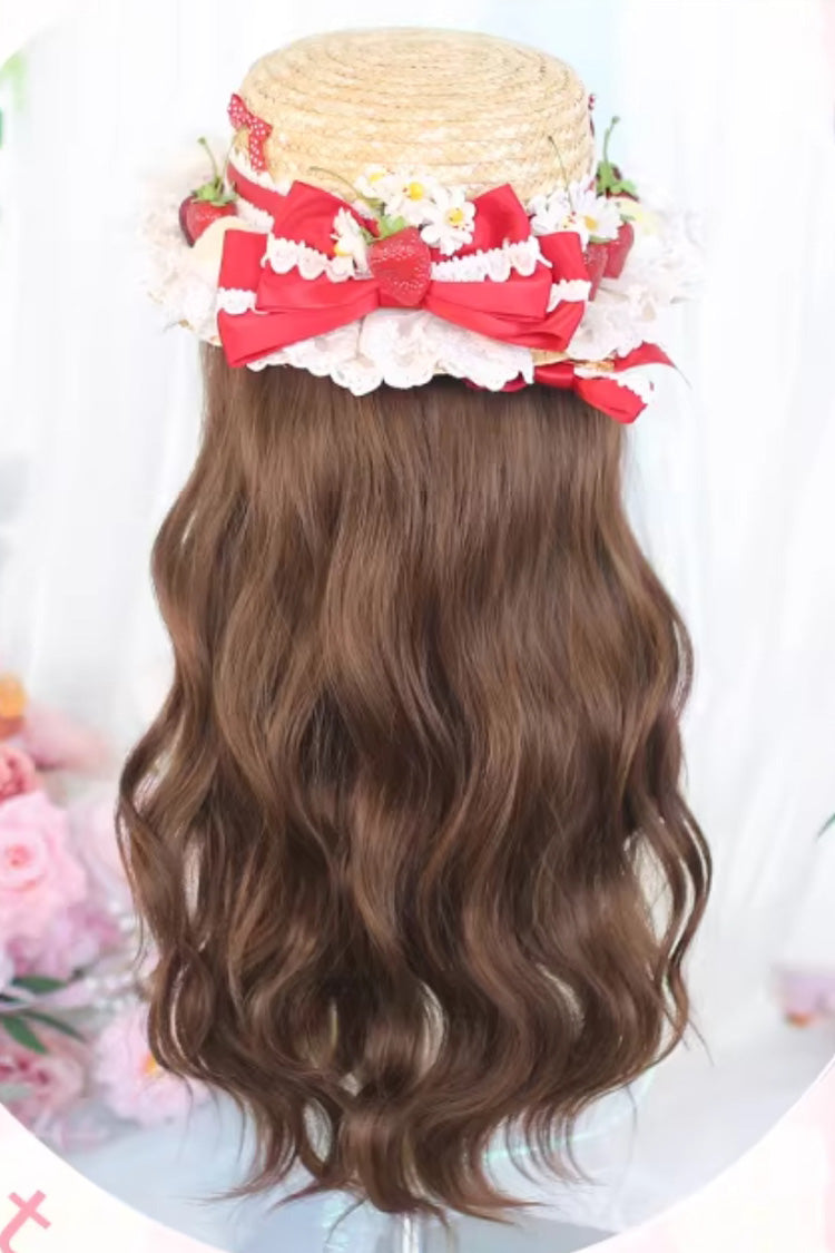 Japanese Style Brown Wavy Daily Sweet Lolita Wig with Light Airy Bangs