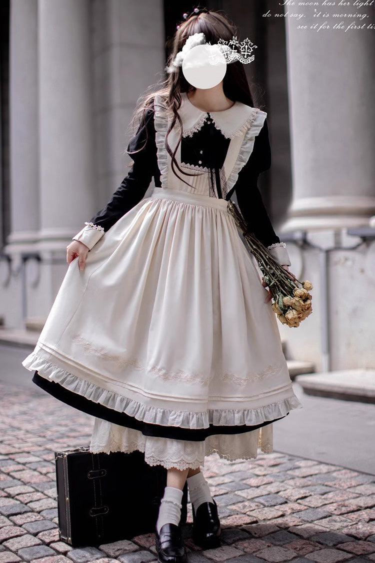 Doll Collar Long Sleeve Ruffle Bow Classic Dress - Angelina