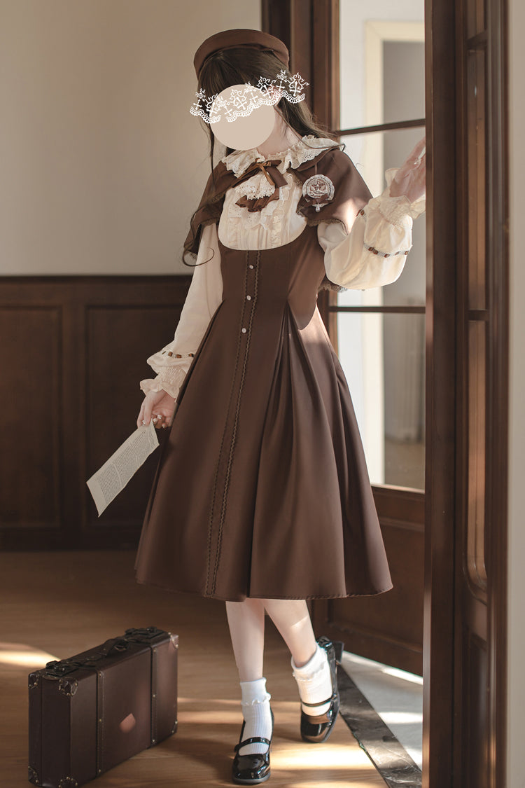 Vintage College Style Elegant Lolita Dress with Ruffle Details