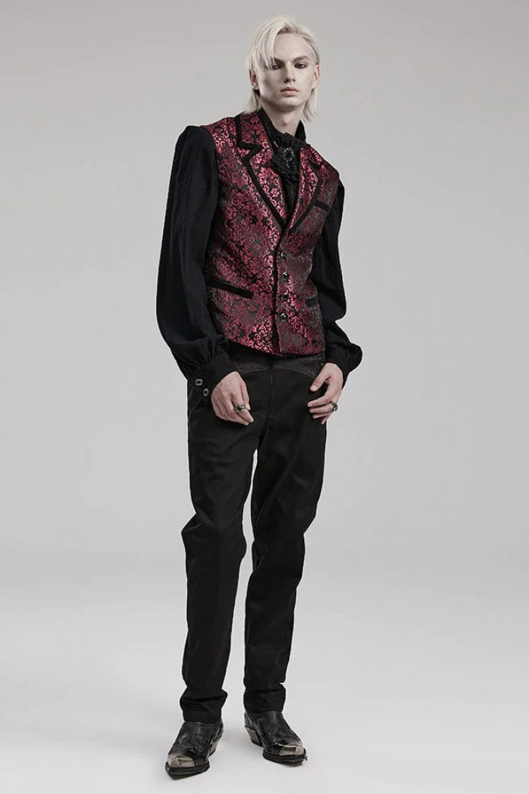 Gothic Men's Sleeveless Vest with Gem Buttons and V-Neck - Two Colorways