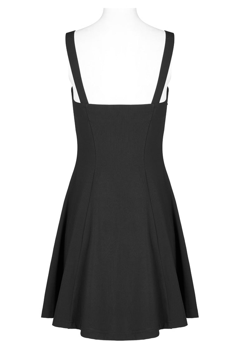Punk Sleeveless Dress with Mesh and Buckle Details