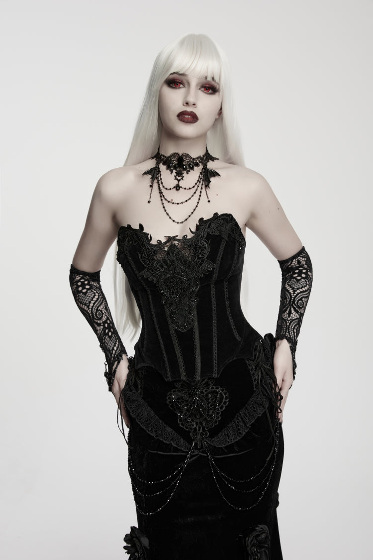 Slim-Fit Asymmetric Corset with Zipper and Strappy Balletcore Style