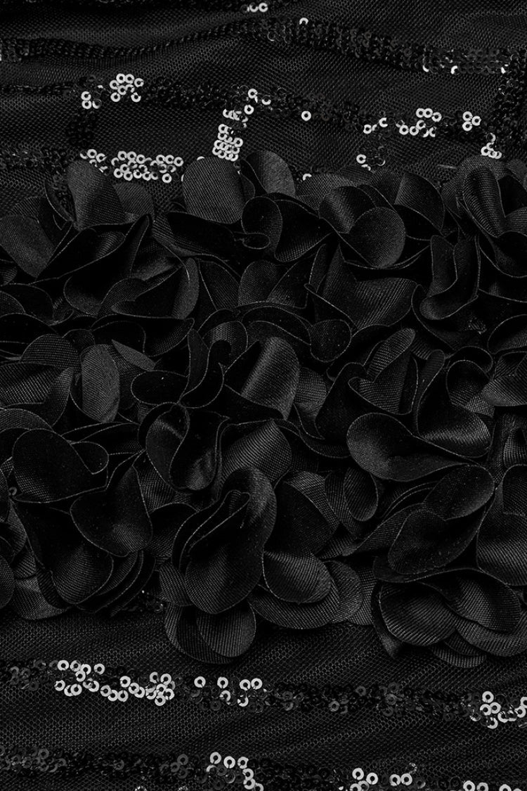 Gothic Skirt with Sequin and Feather Details for Women - Noir