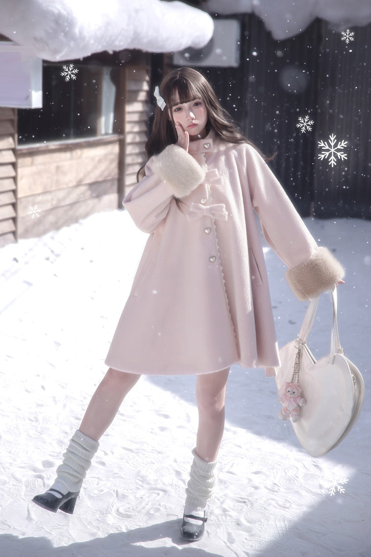 Bella SP Stand Collar Bow Coat Cloak, Long Sleeves Sweet Lolita Outerwear