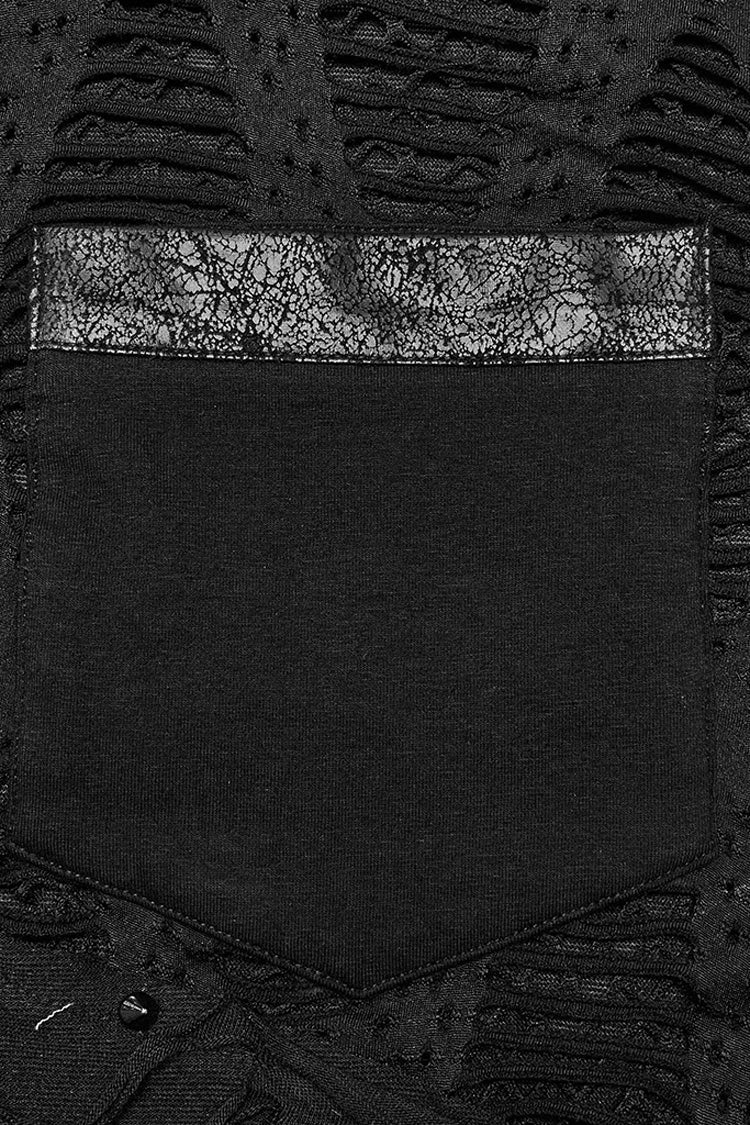 Distressed Mesh-Stitch T-Shirt with Ripped Details