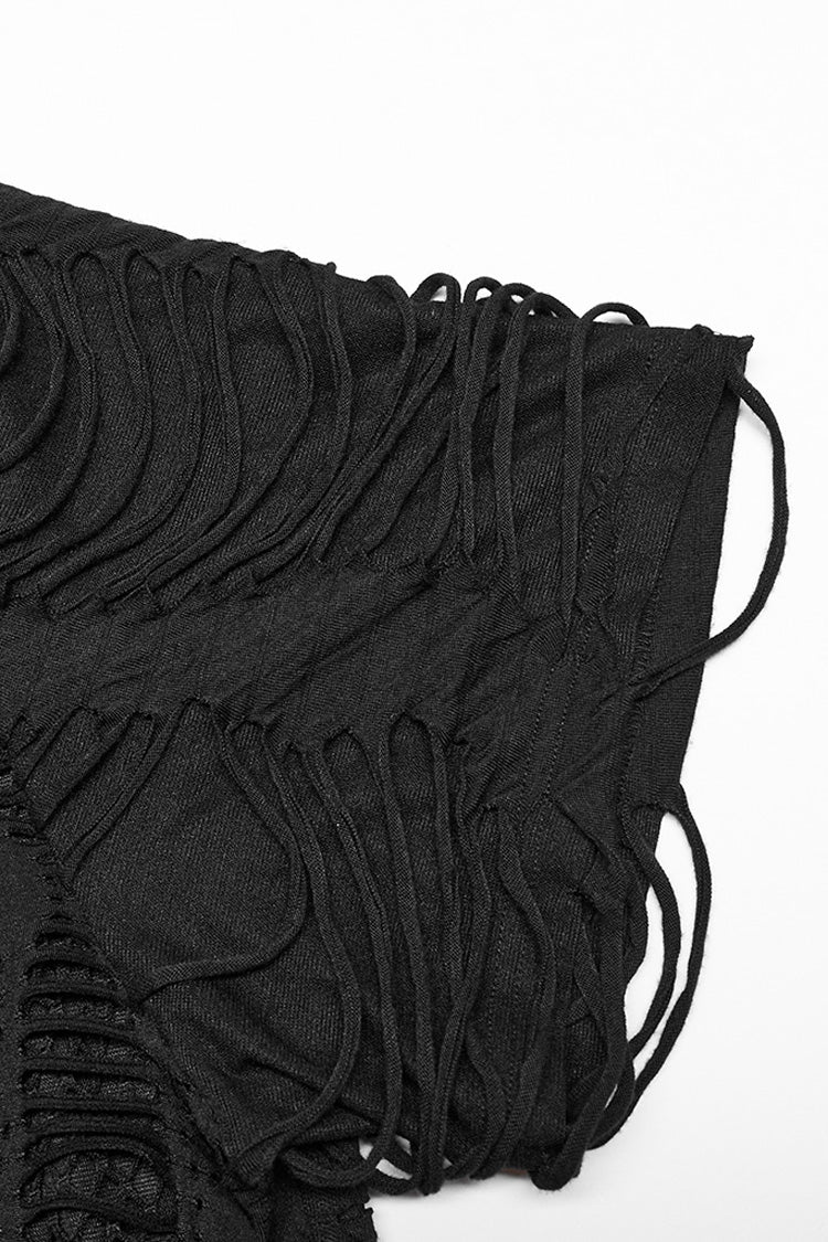 Distressed Mesh-Stitch T-Shirt with Ripped Details
