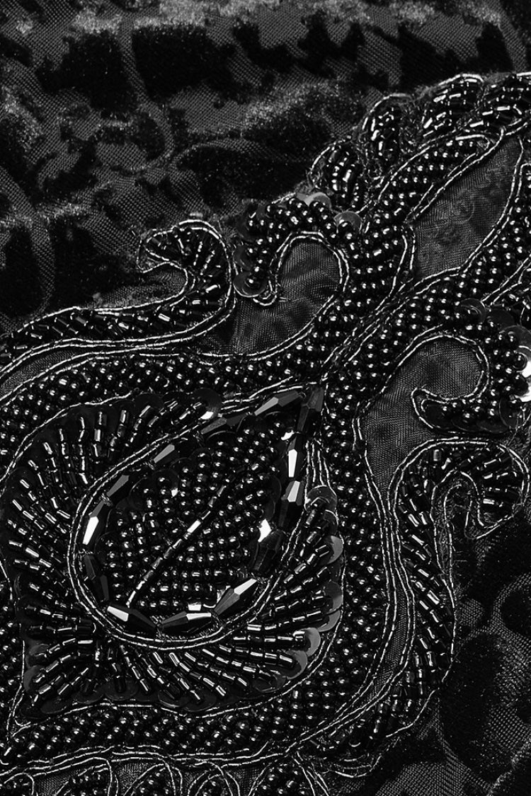 Gothic Leggings with Jacquard Pattern for Women in Black