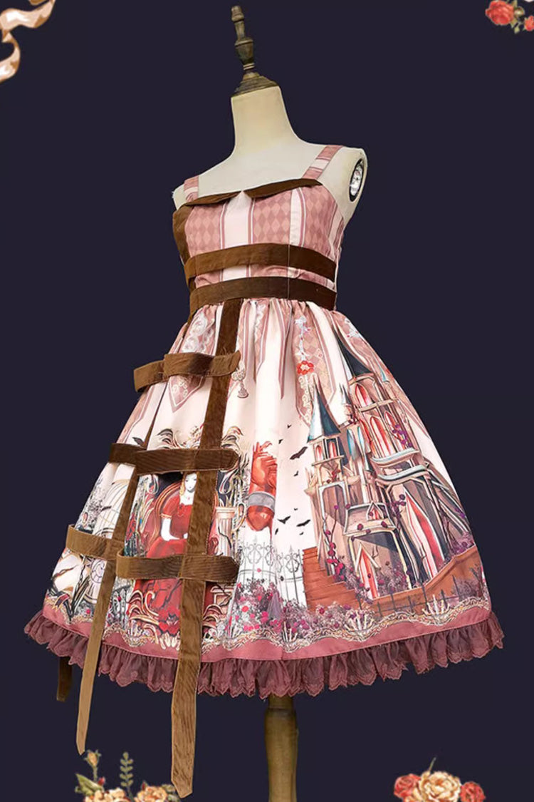 Punk Lolita JSK Dress with Church Print and Ruffles - Midnight Magic - Triple Hue