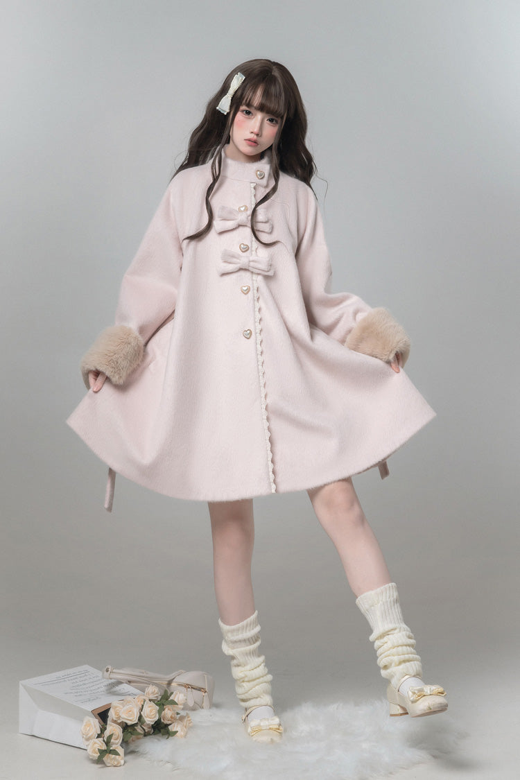 Bella SP Stand Collar Bow Coat Cloak, Long Sleeves Sweet Lolita Outerwear