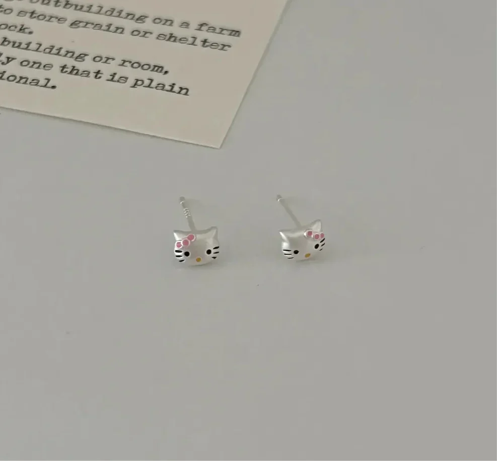 Silver Earrings C Stud Finish Matte HK