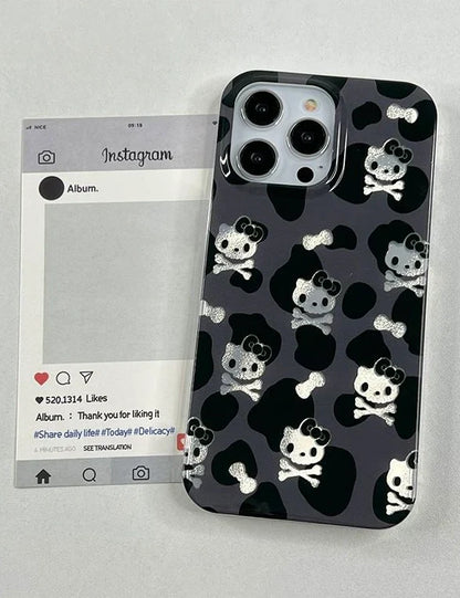 Coque de téléphone à motif tête de mort de chat