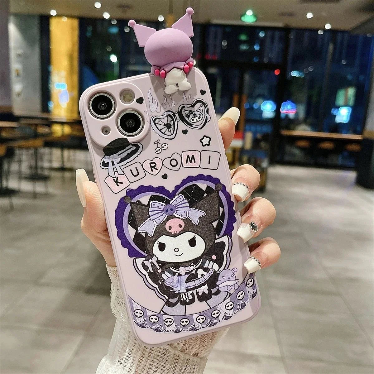 Lanyard Kuromi Charm Case 3D Phone Pearl Chain with