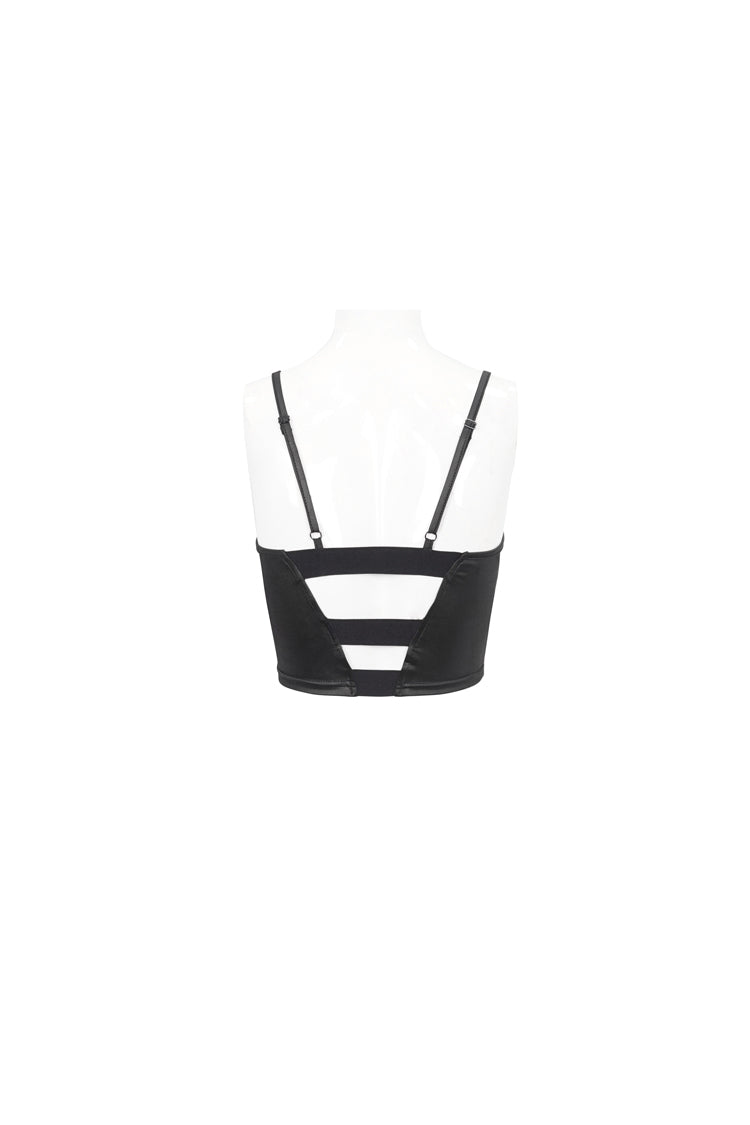 Gothic Camisole with Mesh Panel, Metal Buckle & Adjustable Rope in Black